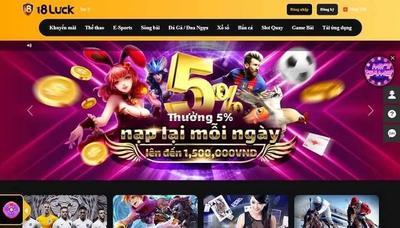 18Luck và kho game giải trí đổi thưởng tại nhà cái 1 Nhà cái cá độ đẳng cấp 18Luck