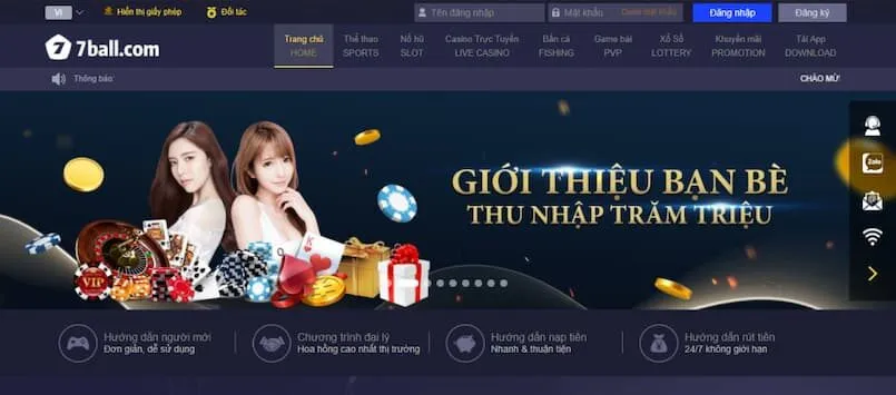 Review 7ball - Nhà cái đa dạng các dịch vụ cá cược 3 Ưu đãi hấp dẫn chờ đợi người chơi đăng ký 7ball.