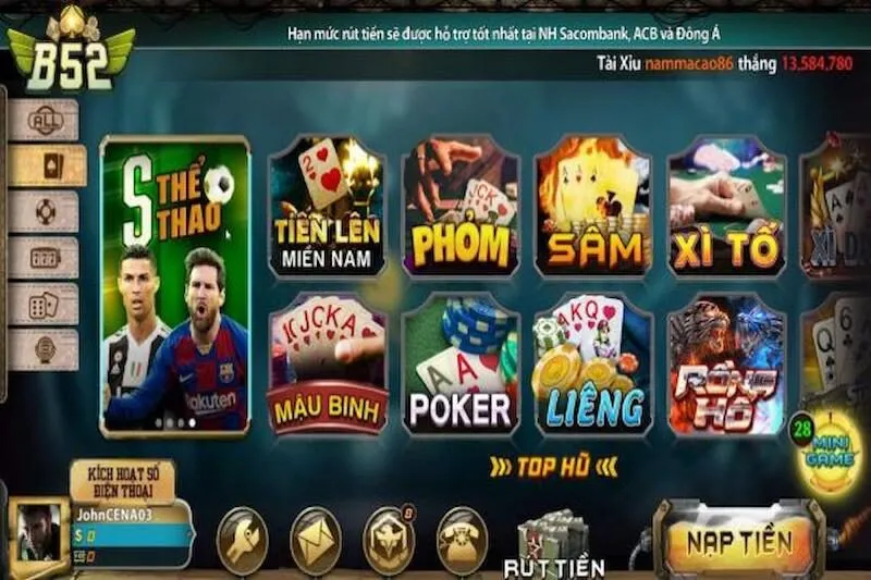 B52 - Bom tấn game bài, đẳng cấp hàng đầu 3 Hệ thống trò chơi đa dạng hấp dẫn tại B52