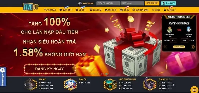 Review Five88 - nhà cái trực tuyến chất lượng hàng đầu 3 Nạp - rút tiền tại Five88