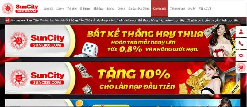 Nhà cái Suncity – Nhà cái uy tín hàng đầu khu vực châu Á 2 Khuyến mãi nhà cái Suncity